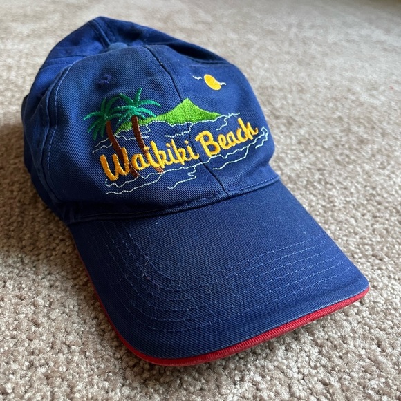 VTG 90’s Waikiki Beach Hawaii Blue Cap - Picture 1 of 4